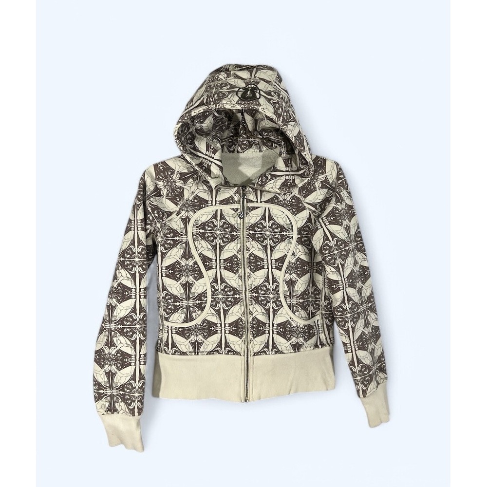 Lululemon Women's Athletica Jacket Sz 6 Full Zip All Over Yoga Print Rare